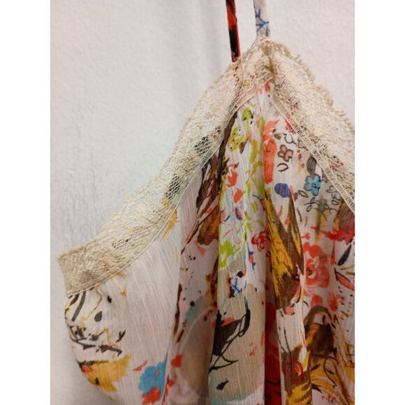 Vintage Y2K Daytrip Tank Top Medium Floral Chiffon Belted Cottagecore BOHO - Picture 4 of 10